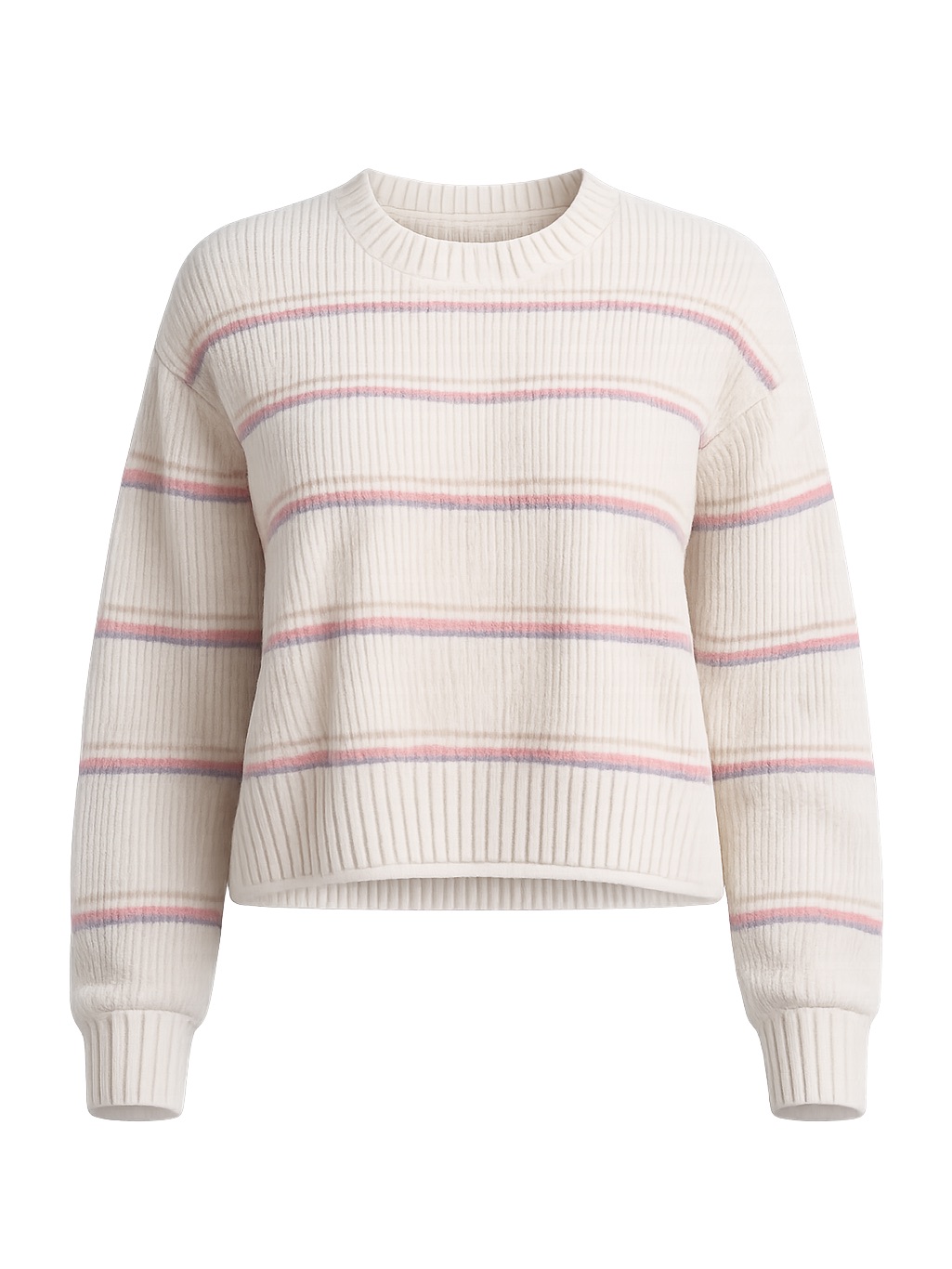 Freshman 1996 Cream Striped Crewneck Sweater - Women Size M Used